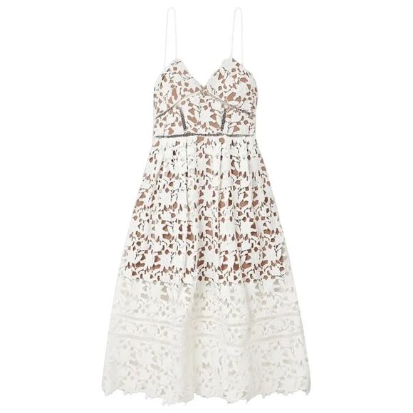 Self-Portrait NWT Azaelea Sleeveless Lace Midi-Dress Size 8 UK 4 US - Picture 2 of 9